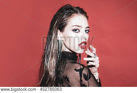 Beauty Portrait Of Female Face With Natural Skin. Fashion Style. Beauty And Fashion. Face Of A Beaut