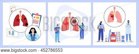 Thyroid Cancer Stages. Doctors Consultation And Treatment In Clinic. Thyroid Gland, Trachea And Lymp
