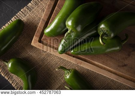 Serrano Chile Or Green Chile. (capsicum Annum). Very Popular Variety Of Hot Chili In Mexican Cuisine