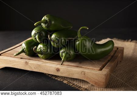 Serrano Chile Or Green Chile. (capsicum Annum). Very Popular Variety Of Hot Chili In Mexican Cuisine