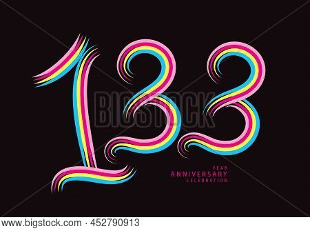 133 Years Anniversary Celebration Logotype Colorful Line Vector, 133th Birthday Logo, 133 Number, Ba