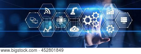 Gears Icon Business Industrial Process Automation Software Rpa Technology Concept