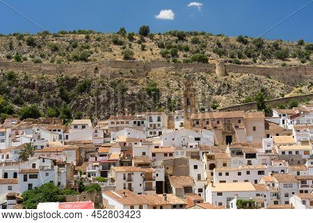 Chulilla, Spain - June 27, 2021: Panoramic View Of The Beautiful Village Of Chulilla And Its White H