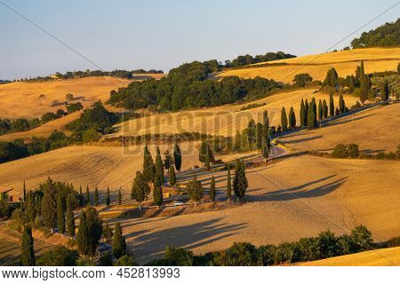 Cipressi di Monticchielo, Typical Tuscan landscape near Montepulciano, Italy