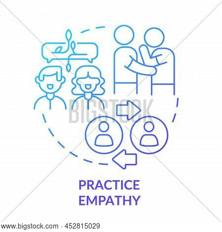 Practice Empathy Blue Gradient Concept Icon. Share Feelings And Emotions. Step To Charisma Abstract 