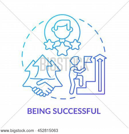 Being Successful Blue Gradient Concept Icon. Achieving Goals And Growth. Gain Success. Charisma Bene