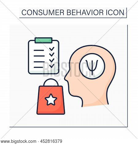 Psychological Factors Color Icon.motivation, Perception, Learning, And Attitude Or Belief System. An