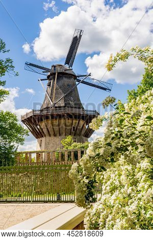 Windmill In Sanssouci Park In Spring, Potsdam, Germany