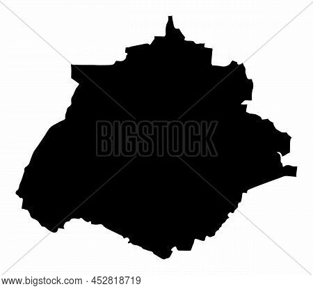Aguascalientes State, Silhouette Map Isolated On White Background, Mexico