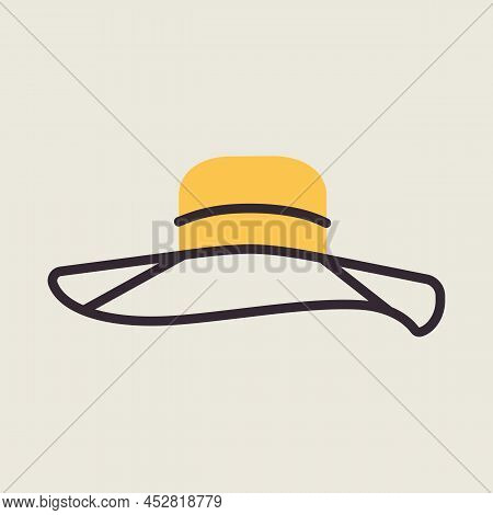 Woman Summer Hat Vector Isolated Icon. Girl Beach Sunhat. Summer Sign. Graph Symbol For Travel And T