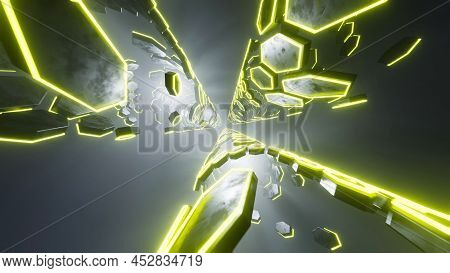 3d Rendering. Abstract Technology Big Data Background Concept. Motion Of Digital Data Flow. Transfer