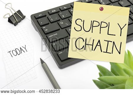 Conceptual Display Supply Chain. Concept Meaning System Of Organization And Processes From Supplier 