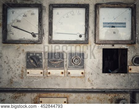 Rusty Old Large Voltmeter And Amperemeter
