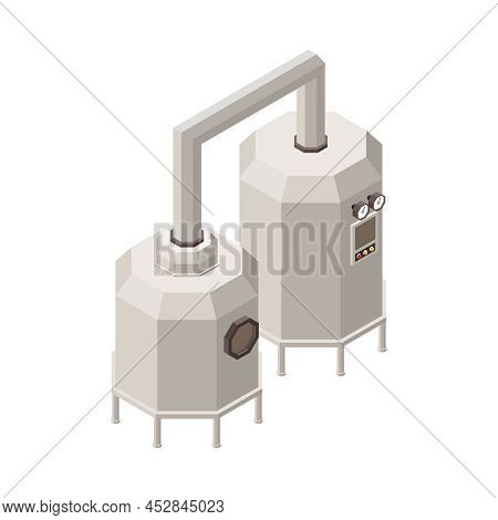 Wine Production Icon With Isometric Equipment For Fermentation 3d Vector Illustration
