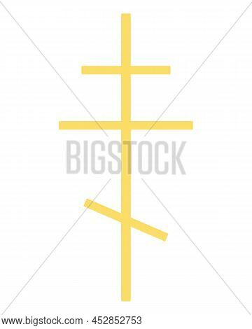 Russian Orthodox Cross. A Golden Eight-pointed Cross. An Accessory For Prayer. Color Vector Illustra