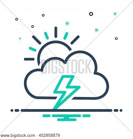 Mix Icon For Partly Partially Somewhat Thunder Weather Lighting Cloud Sun Forecast