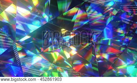Diamond Facets Abstract Diffraction Background 3d Render