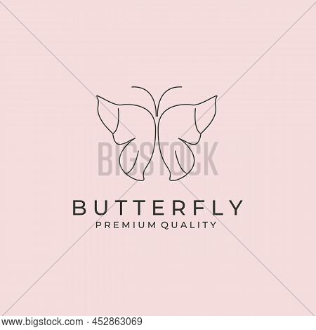 Abstract Butterfly Line Logo Vector Symbol Illustration Design, Line Art Style