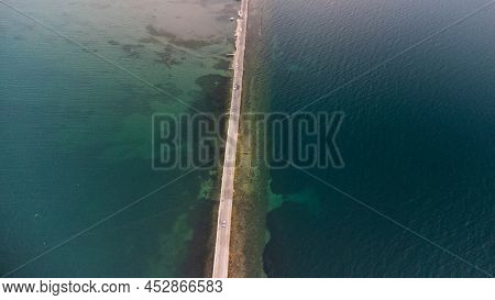 Izmirs Urla District Quarantine Glance To The Remote Island, Turkey. Drone Air Photo. High Quality P