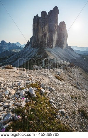 Tre Cime Di Laveredo, Three Spectacular Mountain Peaks In Sesto Dolomites, South Tyrol, Italy