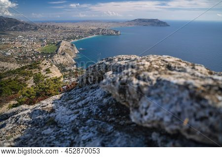 Scenic Panoramic View Towards Kapsel Valley And Cape Meganom, Alchak, Near Resort City Sudak In Crim