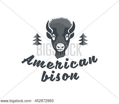 American Bison, Animal, Buffalo, Cattle And Horned Cattle, Logo Design. Wildlife, Horned, Ox And Bul
