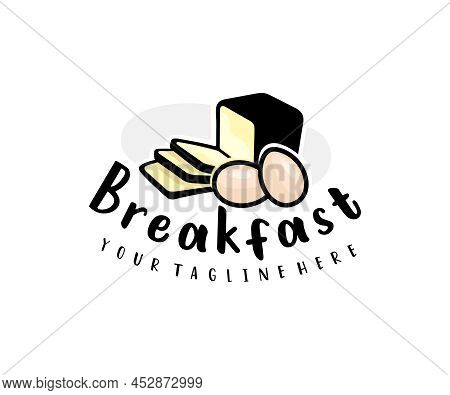 Breakfast, Bread, Eggs, Meal And Food, Logo Design. Catering, Canteen, Restaurant And Eatery, Vector
