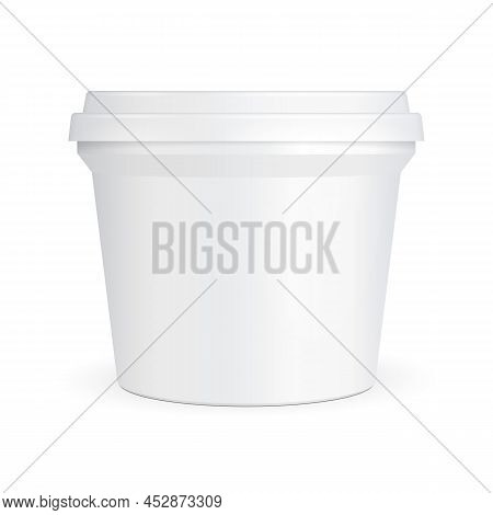 Mockup White Cup Tub Food Plastic Container For Dessert, Yogurt, Ice Cream, Sour Sream Or Snack. Ill