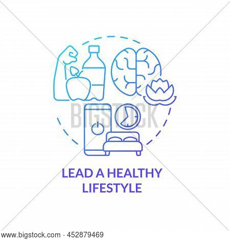 Lead Healthy Lifestyle Blue Gradient Concept Icon. Balance And Wellbeing. Self Help With Ptsd Abstra