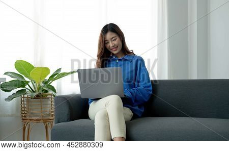 Recruitment Concept. Girl Browsing Work Opportunities Online, Using Job Search App Or Website On Lap
