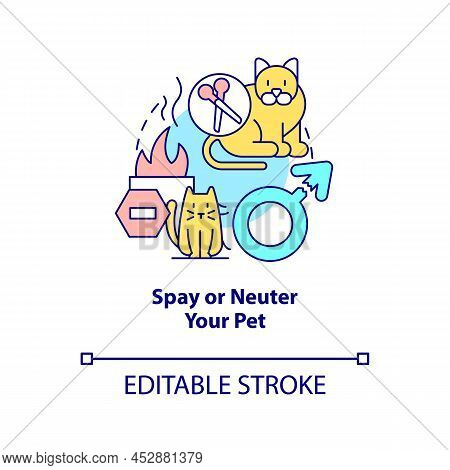 Spay And Neuter Pet Concept Icon. Pet Ownership Abstract Idea Thin Line Illustration. Prevent Negati