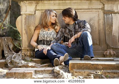 young couple having serious conversation