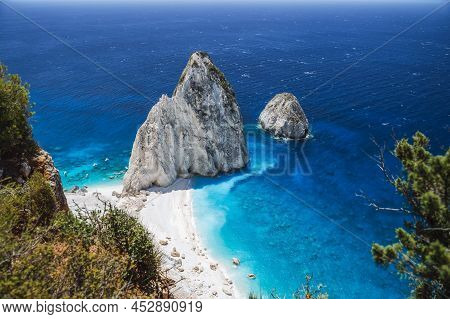 Mizithres Cliff Rock In Zakynthos Ionian Island, Greece