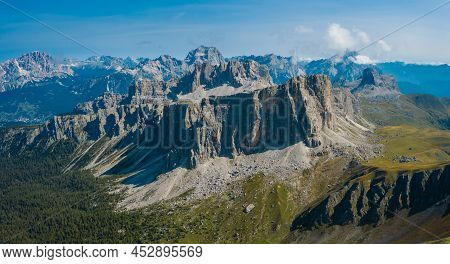 Aerial View From Passo Di Giau - Europe, Italy, Alps, Dolomites, Mountains, Croda Da Lago, Formin
