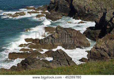 Waves on the rocks.