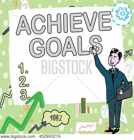 Text Sign Showing Achieve Goals. Internet Concept Results Oriented Reach Target Effective Planning S