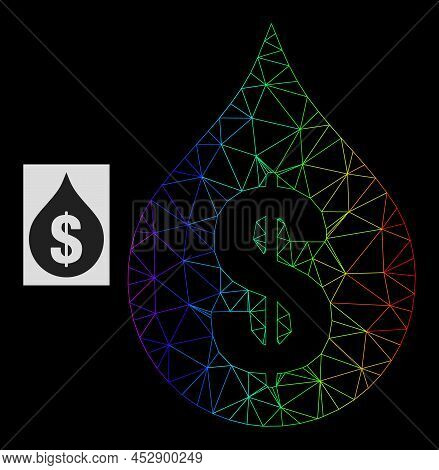 Rainbow Gradient Network Oil Drop Price Icon. Geometric Frame Flat Network Is Based On Oil Drop Pric