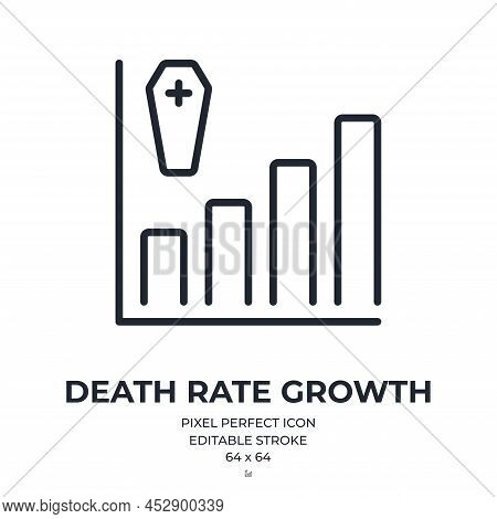 Death Rate Growth Concept Editable Stroke Outline Icon Isolated On White Background Flat Vector Illu
