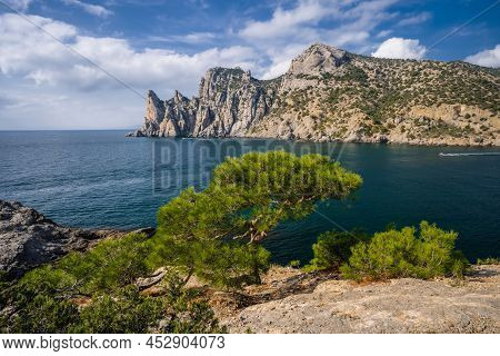 Novyi Svit, Crimea, The View From Golitsyn Path. Beautiful Views Of The Mountains And Rocky Coast Of