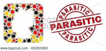 German Geographic Map Collage In German Flag Official Colors - Red, Yellow, Black, And Rubber Parasi