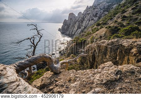 Novyi Svit, Crimea, The View From Golitsyn Path. Beautiful Views Of The Mountains And Rocky Coast Of