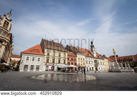 Maribor, Slovenia - September 16, 2021: Main Facade Of Mariborski Rotovz, Or Maribor Town Hall On Gl