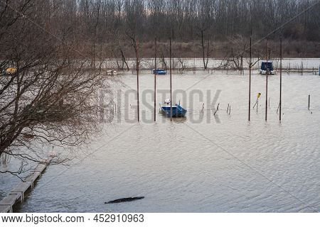 Floods Of The River Tamis, That Went Over Tamiski Kej Quay In Pancevo, Flooding The Surroundings Dur