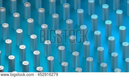 Lithium Battery Concept - Electrical Power Supply Of Rechargeable Source - 3d Illustration