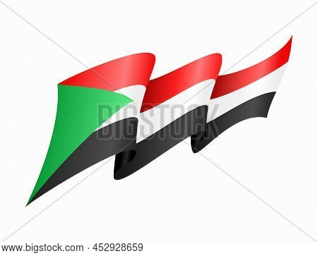 Sudanese Flag Wavy Abstract Background. Vector Illustration.