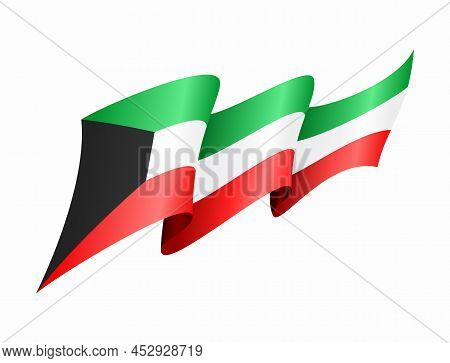 Kuwaiti Flag Wavy Abstract Background. Vector Illustration.