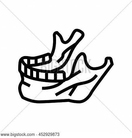 Jaw Bone Line Icon Vector. Jaw Bone Sign. Isolated Contour Symbol Black Illustration