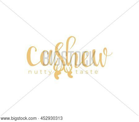 Cashew, Nut, Fruit, Wordmark, Lettering And Typography, Logo Design. Food, Raw Food, Organic Food, V