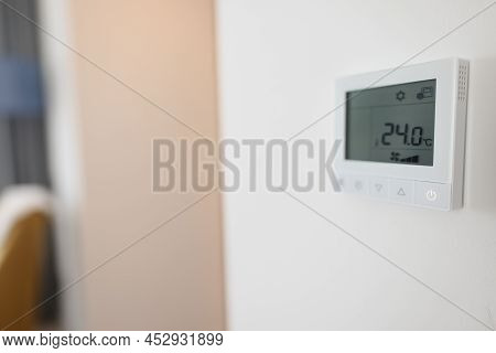 Included Climate Control Unit On Wall. Set Of Different Technologies For Lowering Degrees Fahrenheit