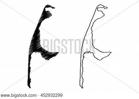 Sylt Island (north Frisian Islands, Federal Republic Of Germany) Map Vector Illustration, Scribble S